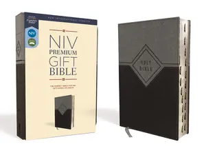 NIV, Premium Gift Bible, Leathersoft, Black/Gray, Red Letter, Thumb Indexed, Comfort Print: The Perfect Bible for Any Gift-Giving Occasion by Zondervan [Leatherbound Book]