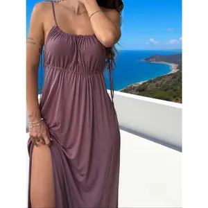 Backless Spaghetti Strap Slit Maxi Dress