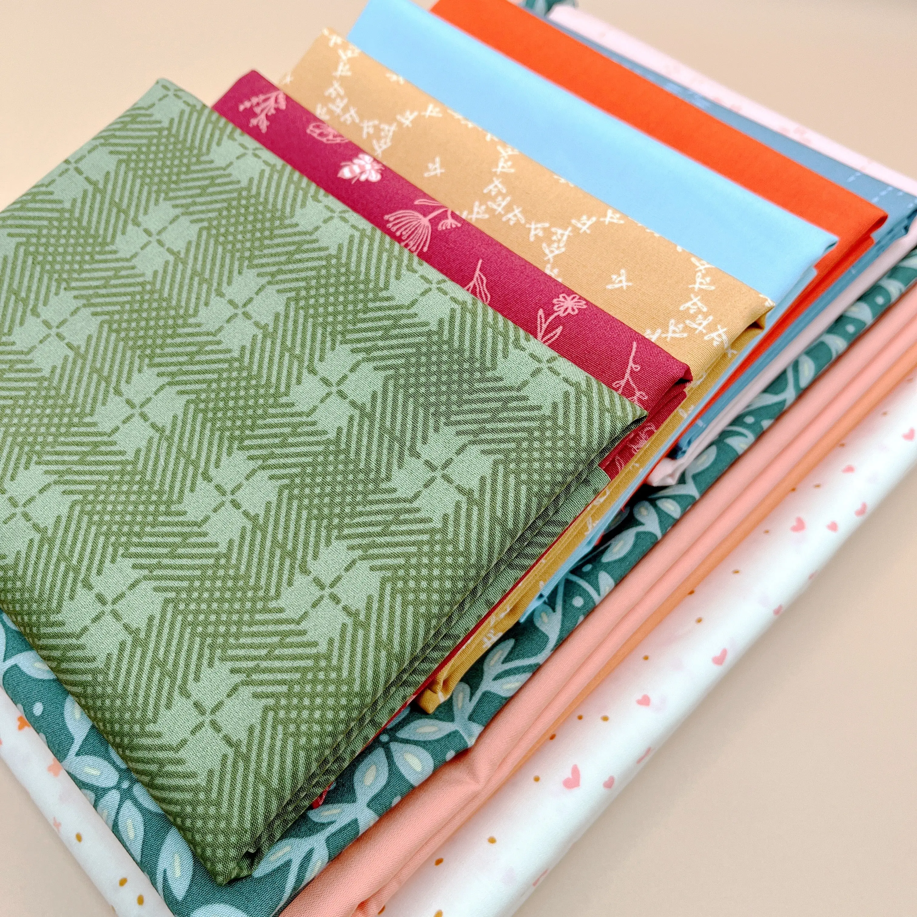 Handmade Sunlit Garden Quilt Kit - Summer Homestead, Patchwork Quilts with Geometric, Solid, Digital Pattern Bedding for Home Use, Garden Vibe, Warm Hues
