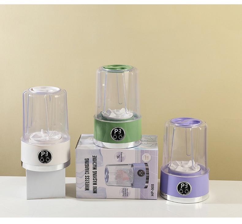 Portable USB-Rechargeable Mini Washer for Underwear &Socks Automatic Cleaning No Plug 20 Washes per Charge Compact Design with LED Display Separate Washing for Socks & Underwear Idealfor Travel Home RV Use