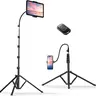Weilisi 82" Tall Heavy Duty Phone Stand for Recording, Tablet Stand Holder with 15" Adjustable Gooseneck, Overhead Selfie Tripod for iPhone/iPad/Android for Recording/Live Streaming/Watching/Cooking/Lash Techs
