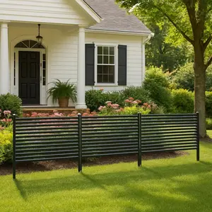 [GAOMON]Black Privacy Fence Panels for Outside, 48" h×106" w 3-Panel No-Dig, Rustproof Decorative Garden Barrier, Air Conditioner Fence Panels, Pool Equipment Enclosure,Trash Can Screens