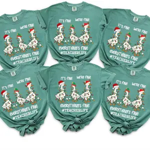 Comfort Color Custom Fourth Grade Teacher Christmas T-Shirt, Funny Teacher Christmas Shirts for Teachers, Most Likely To, Gen Z Holiday Humor Tees, Preschool Xmas Gift, Festive Tops, Holiday Shirt Group