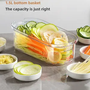 Stainless Steel Vegetable Chopper, 1 Box Manual Vegetable Cutter with Container, Multifunctional Vegetable Slicer, Kitchen Gadgets for Home Use, Utensils