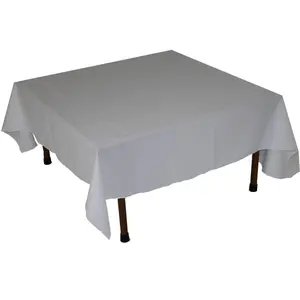 Outdoor Suitable 48-Inch x 48-Inch White Square Polyester Tablecloth, Portable Tablecloth in a Bag (WHT4848)