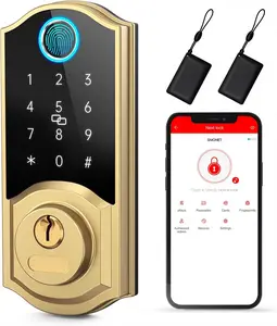 Smart Deadbolt Electronic Keyless Entry Door Lock with Keypad, Bluetooth, Biometrics, Auto Lock, IC Card, Passcode, Fingerprint Recognition for House, Shops, Apartments, Warehouses