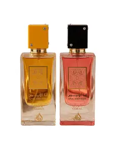 Lattafa - Ana Abiyedh Coral + Ana Abiyedh Passion Eau De Parfum Bundle – Sweet Creamy Vanilla, Fruity Candy & Soft Musky Luxury Unisex Fragrance Set | Long-Lasting Gourmand Perfume Duo with Addictive Elegant Scents | 60ml (2.0 oz) + 60ml (2.0 oz)