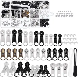 250 count Zipper Replacement Zipper Repair Fix Kit Zipper Slider Set for Fixing Luggage Bags, Coats, Jean, Jackets, Tents