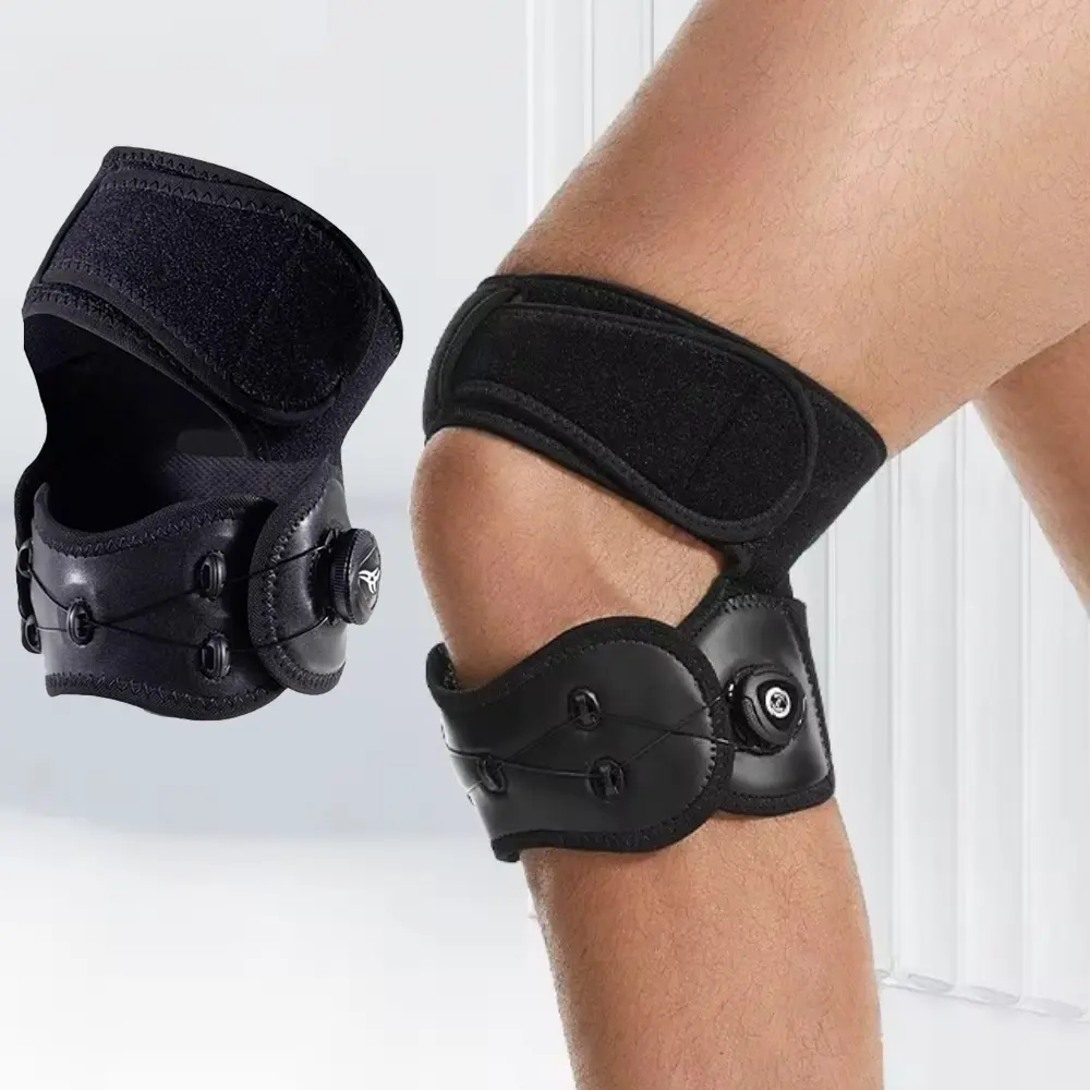 Adjust Knob Knee Brace for Pain Relief Knee Support with Patella Gel Pad & Side Stabilizers, Compression Knee Sleeve for Basketball Running Sports, Arthritis Joint Pain, Meniscus Tear (Left/Right Single)