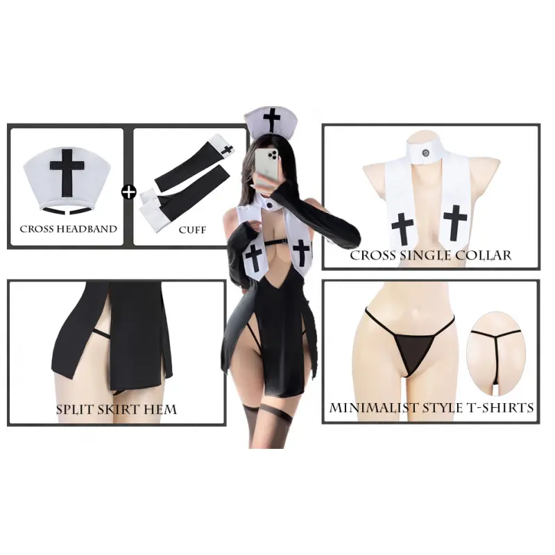Women's cosplay nun underwear mischievous anime maid high slit sexy dress -  TikTok Shop