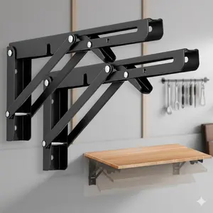 Heavy Duty Adjustable Wall Mount Bracket Set: 8-20 Inch Metal Folding Shelf, Rustproof Space-Saving Design. Industrial Reinforced Extendable Layer Rack Kit for Kitchen, Indoor & Outdoor Storage. Easy Install Anti-Corrosion Durable Tool Mounted Shelf.
