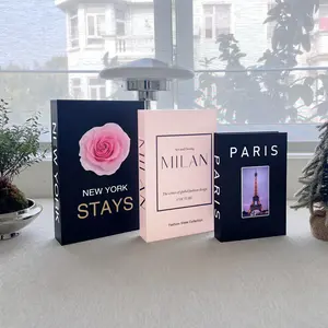 3-Piece Magnetic Openable Faux Book Decorative Box Set, Home Decoration Storage Container, Realistic Book Design Multifunctional Organizer