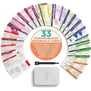 BadgeGuru  Badge Reference Cards - 33 Double Sided Nurse Badge Cards - 66 Cheat Sheets,  School Essentials,  Students,