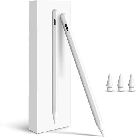Smart Drawing Stylus Pen - Fast Charge Touchscreen Pen with Palm Rejection, Tilt Sensitivity, Replaceable Tip - Compatible with 2018-2025 iPad A16/A17 Pro, 10th/11-6th Gen, Air 11"/13" M3/M2/5th-3rd, Pro 13"/11"/M4/12.9", Mini 6/5th - Tablet Accessories