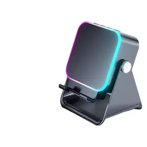 Wireless Induction Audio Speaker Stand,5in1 Cellphone Holder,360° Adjustable Mobile Tablet Stand with Colorful Ambient Light Gifts for Men Women