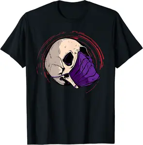 Skull with Face Mask | Purple Red Goth Skull Head T-Shirt - Phoebeumba Shop 53B09F72MJDW