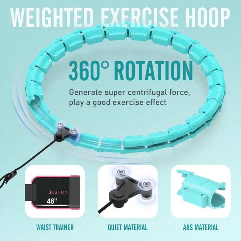 JKSHMYT Smart Weighted Fit Hoop Plus Size for Adults fitness, 2 in 1 exercise Hoop, 24 Links Detachable & Size Adjustable, with Waist Trainer for Women