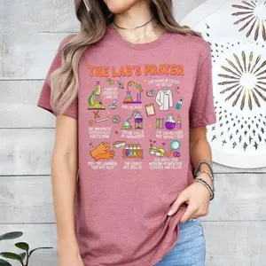 The Lab's Prayer Science Shirt, Funny Chemistry Design for Lab Enthusiasts, Cartoon Lab Equipment Graphic Tee for Scientists,Lab Week Gift 0