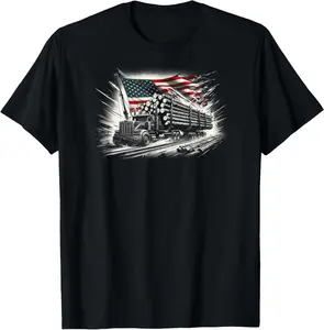 Cotton(pure) Vintage Logger With American Flag Logging/Carpenter T-Shirt