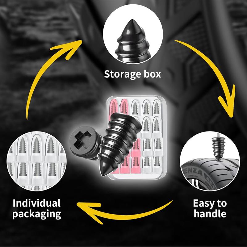60PCS tire repair rubber nail kit, 2 sizes, tire repair kit - quick self-service tire repair tool, screw in tire repair plug with box and screwdriver, tire plug kit