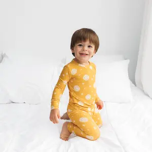 LONG SLEEVE 2 PIECE SETS- Sunshine Ribbed, Kids Bamboo Pajama Set