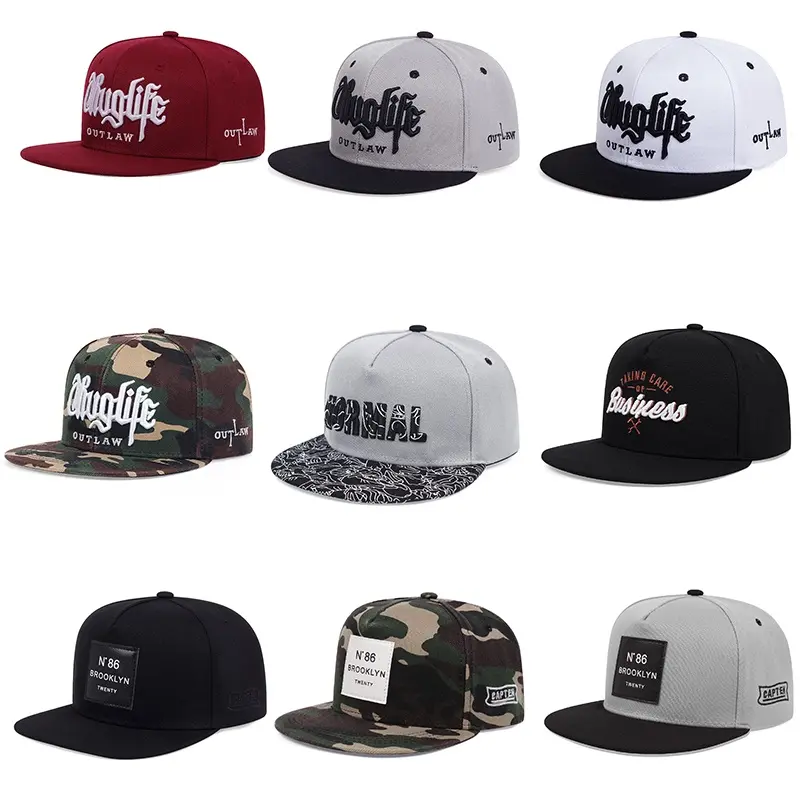 Flat Brim Snapback Hat - Adjustable Streetwear Baseball Cap for Men and Women