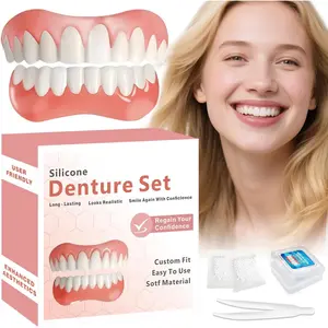 Moldable False Teeth, Dentures for n and Men, Upper and Lower Silicone Denture Set, Fix Your Smile in Minutes, 1PCS