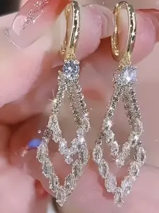 Elegant Luxury Zirconia Drop Earrings, Perfect for Parties and Gifts, Stylish Jewelry for Women, Fashion Accessory