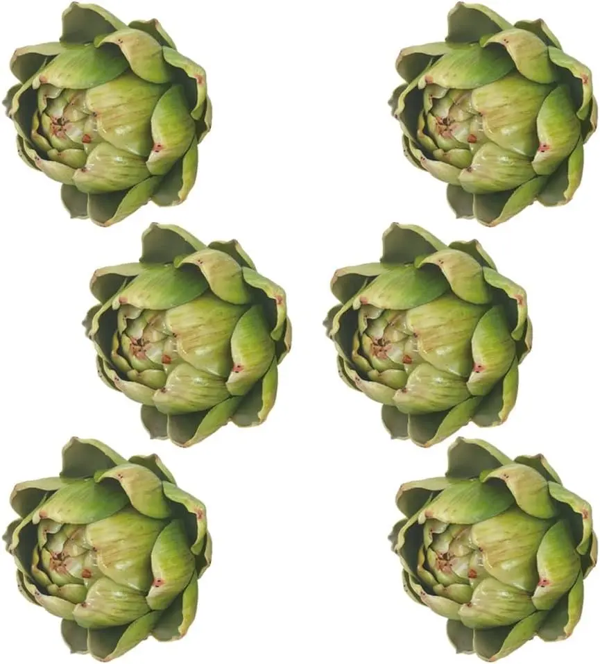 6pcs Large Green Faux Artichoke Fake Realistic Artificial Vegetable for Home Decor Table Centerpiece Kitchen Decor
