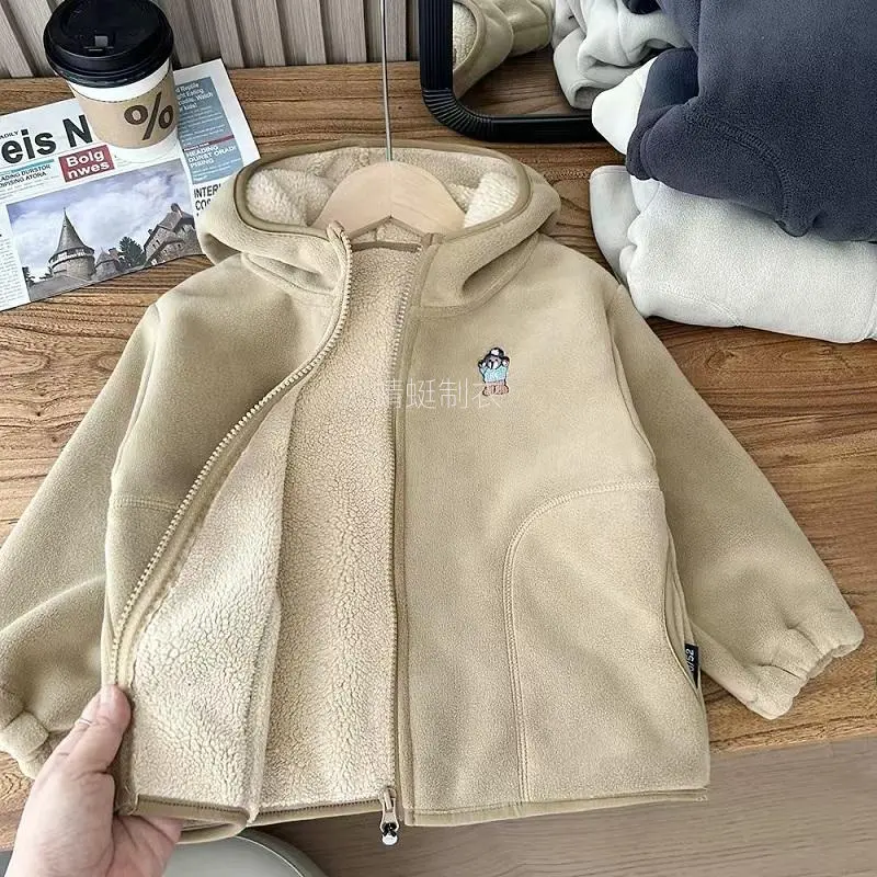 Kids' Thick Raglan Sleeve Jacket, Basic Solid Color Korean Style Casual Warm Zip-Up for Girls, Polyester, Plain, None, 11-12Y, Long