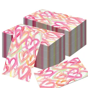 40 Pcs Valentine's Multi-Use for Wedding Party & Home Decor -Disposable Multicolor Heart Paper Napkins & Towels, Versatile Romantic Decor for Dinner Tables, Bathrooms, Valentine's Theme Supplies