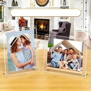 Acrylic Photo Frame Stand Creative Polaroid Crystal Magnetic Transparent Picture Frame Fridge Magnet Desktop Photo Display