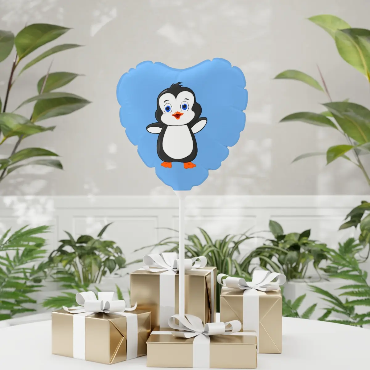 Balloon 11" Light Blue (Round & Heart-Shaped), Bebo The Penguin