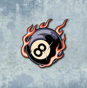 Flaming Eight Ball Sticker