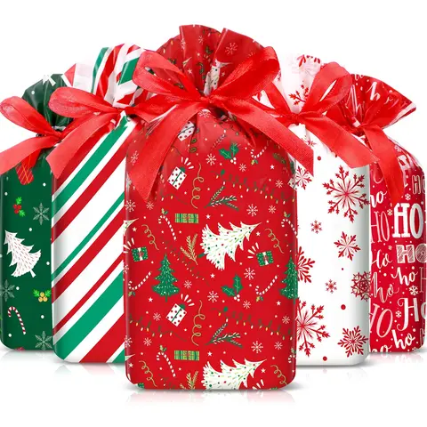 48/50/60 Pcs Mini Christmas Goodie Bags with Drawstring Tags Fixed Medium Size Bags Appreciation Gift for Friends Teacher Students Office Employee Coworker,Xmas Galentine's Day Birthday Holiday Wedding School Classroom Party Supplies,Class Gift Exchange