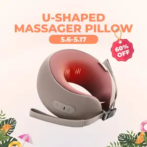 [mothersdaygift] CINCOM U-Shaped Neck Massager Pillow（Mocha Coffee） for Cervical Support, with Soothing Heat & Kneading, 360° Memory Foam Support, Cordless, Rechargeable & Portable, Perfect Gift for Black Friday, Thanksgiving, Christmas, Birthdays & More
