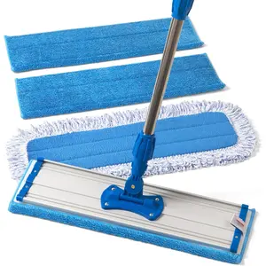 18" Professional Microfiber Mop - Commercial Stainless Steel Handle with Microfiber Dust Pad + 3 Wet Pads
