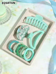 Easter Gift Idea! 🐰 9Pcs Cute Bunny Hair Claw Clips Set, Aesthetic Macaron Pastel Hair Accessories, Spring Aesthetics, for Thick Hair, Non-slip Spiral Hair Ties, Perfect Spring Hair Decor for Girls & Women, Viral TikTok Hair Finds 2026