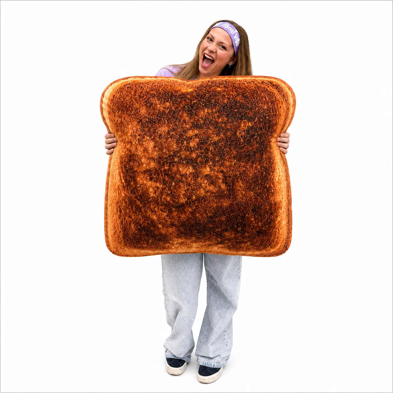 Toast Pillow | All About Vibe – Cute 3D Toast Bread Throw Pillow for Couch & Bed Decor | Ultra-Soft Velvet, Funny Unique Gift, Made in USA