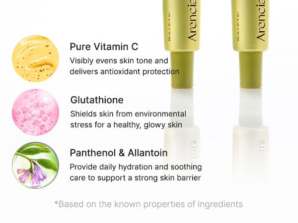 [Arencia Official] Vitamin C Booster Shot, Pure Vitamin C + Glutathione for Bright, Healthy Skin Glow, 1.01 fl oz