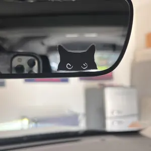 4PCS/SET Cute Black Cat Car Rearview Mirror Sticker, Lovely Cat Peeking-Style Decal, Add Healing Pet Style to Your Vehicle with Creative Decor, Sticker for Cars, Car Accessories Cute, Car Decals