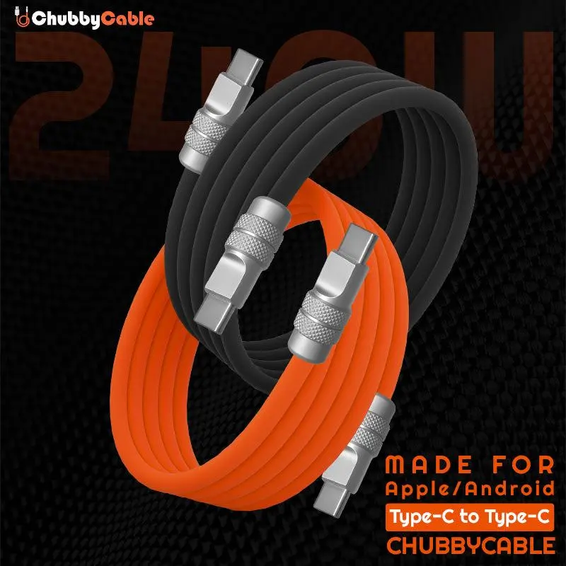 ChubbyCable "MagWrap" Silicone Shell USB Type-C to C Cable - 240W Magnetic 240W Charge, 5A Max, Easy-Pack Fast Charging Cable for Phones, Audio Accessories