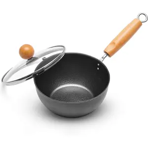 Small Wok Pan with Lid - 7-Inch (1.5QT) Mini Carbon Steel Wok, Flat Bottom Stir Fry Pan, Uncoated & Induction Ready, Ideal for Ramen, Soup, Eggs (1-2 Servings)