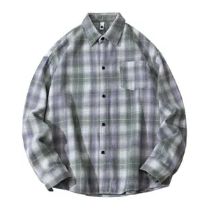 Thickened corduroy plaid long-sleeve shirt, autumn retro plaid long-sleeve shirt, high-end patterned shirt, couple shirts, men's collared long-sleeve button-up top, sleeveless plaid shirt jacket, soft and comfortable fabric, suitable for everyday wear sum