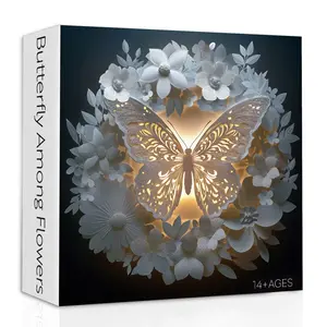 Butterfly Puzzles for Adults 1000 Pieces, Flower Butterflies Paper Cut Jigsaw Puzzles, Difficult Challenging Animal Floral Puzzle as Home Decor