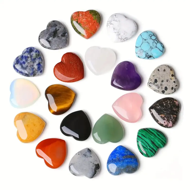 20/30 pieces of mixed color heart-shaped stones, 20mm random color, cute mini palm heart-shaped engraved stones, lucky decoration stones, Garden Accessories, Decorative Stones