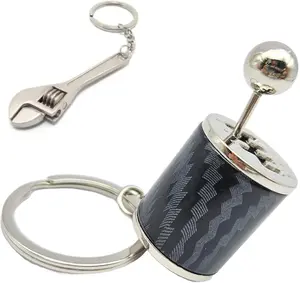 Carbon Fiber Dipped Gearbox Keychain 6 Speed Transmission Stick Shift Automotive [BONUS: Mini Monkey Wrench Keychain]