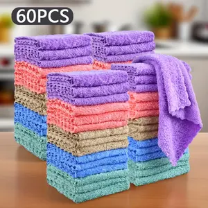 20/40/60/100 Pcs Soft & Absorbent Solid Color Washcloths - Gentle on Skin Quick-Drying Compact Square Towels for Home Bathing Bathroom