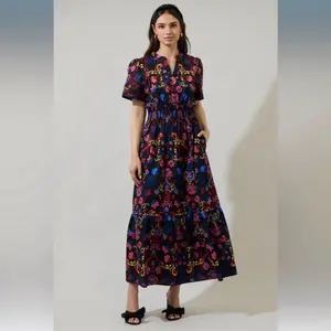 SugarLips Palmero Midnight Belraj Poplin Maxi Dress