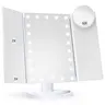 Lighted Trifold Makeup Vanity Mirror with 2X-3X-10X Magnification, Touch Control, Bathroom Home Decor Mirror Accessory, Ideal Gift for Christmas Valentine's Day, Perfect for Beauty Routine